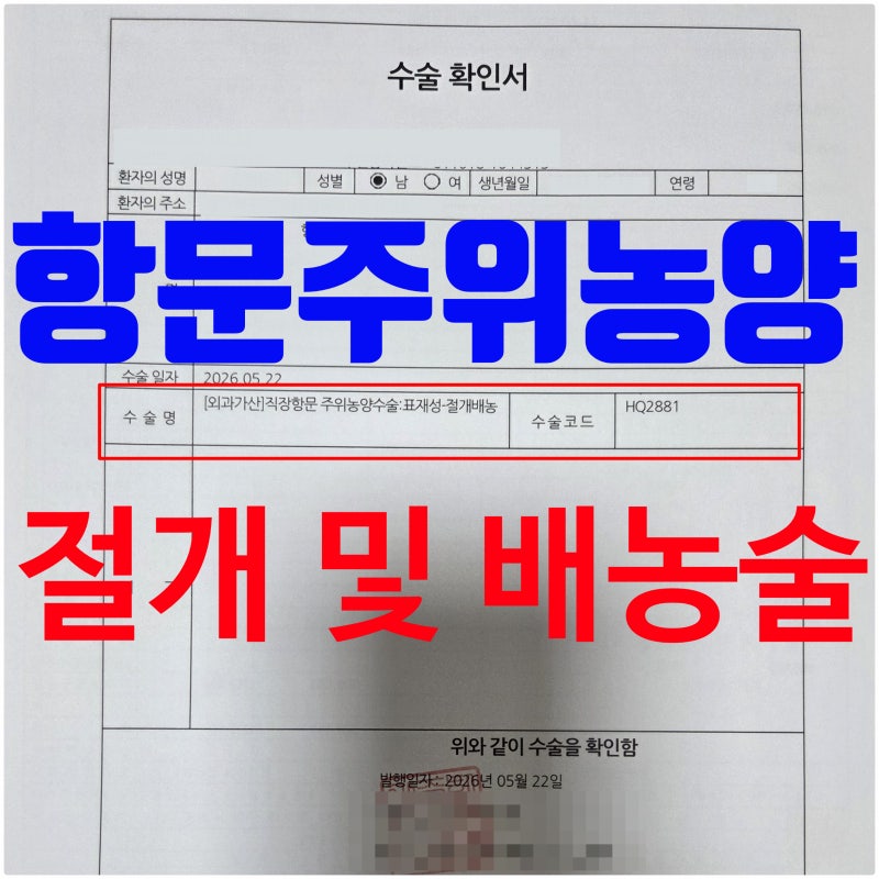 항문주위농양( K610) 절개 및 배농술은 보험청구하면 질병수술비와 실비보험에서 지급받을 수....