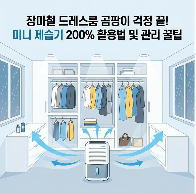 장마철 드레스룸 곰팡이 습격 전! 배수구 없는 미니 제습기 설치 꿀팁