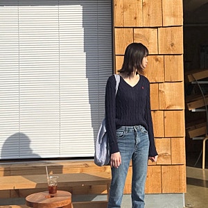 폴로 랄프 로렌 데일리 니트 | 케이블 니트 코튼 브이넥 스웨터(Cable knit cotton V-neck sweater)