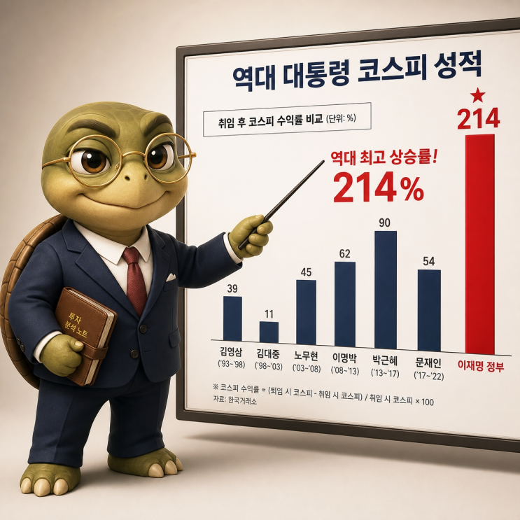  역대 대통령 중 취임 1년 코스피 성적 1등 나왔다 2등과 격차가 어마어마하다