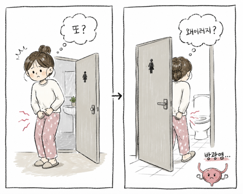 화장실을 자주 가는 증상!소변볼때 찌릿 흔하지만 독한 방광염 !(원인·예방·치료)