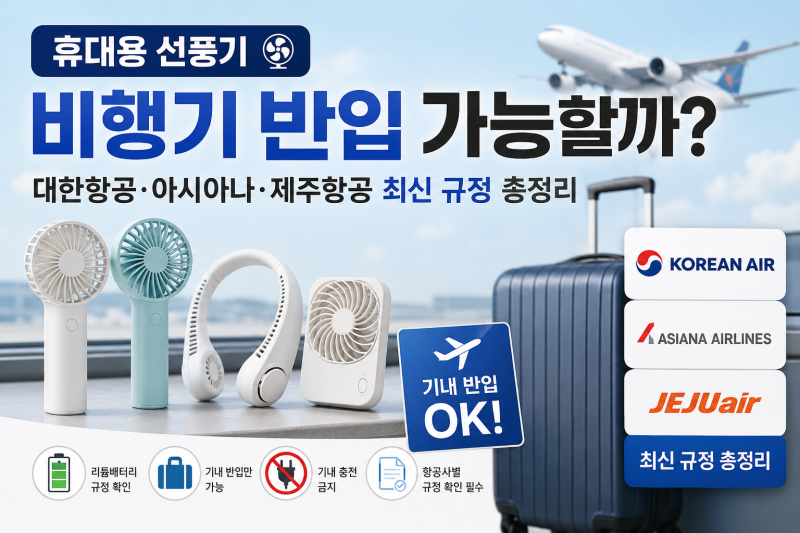 휴대용 선풍기 비행기 반입 가능할까? 대한항공·아시아나·제주항공 최신 규정 총정리