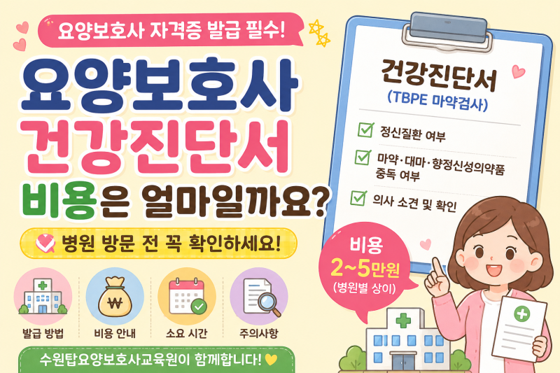 요양보호사 건강진단서 발급 자격증 발급전 확인할 5가지