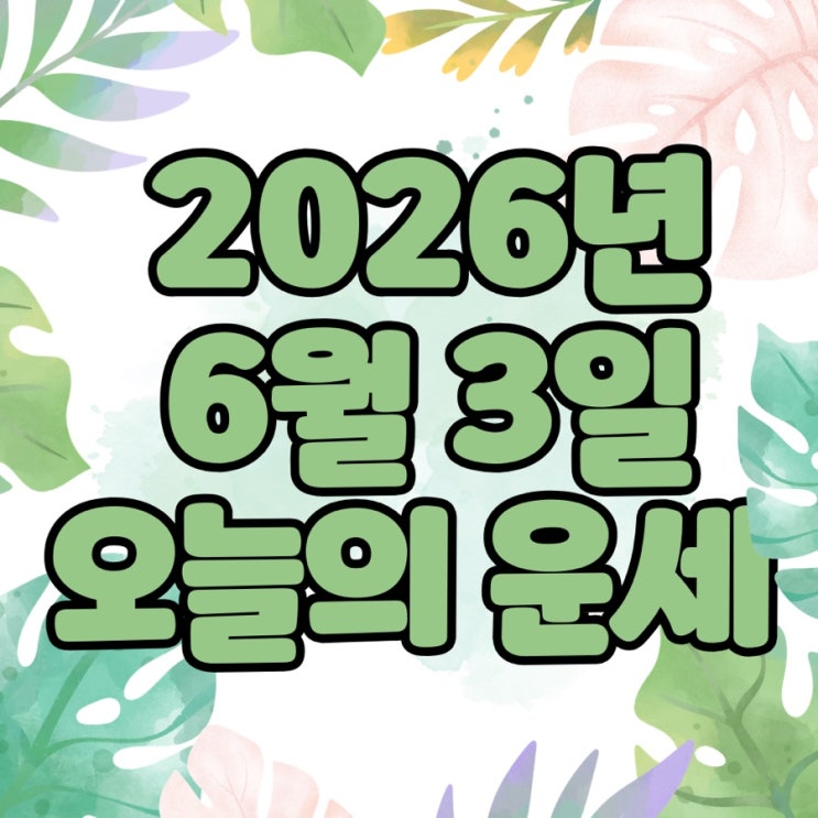  2026년 6월 3일 운세 오늘의운세 띠별운세