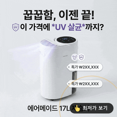 에어메이드 17L 제습기, 이 가격에 UV 살균까지? 꿉꿉함 끝!
