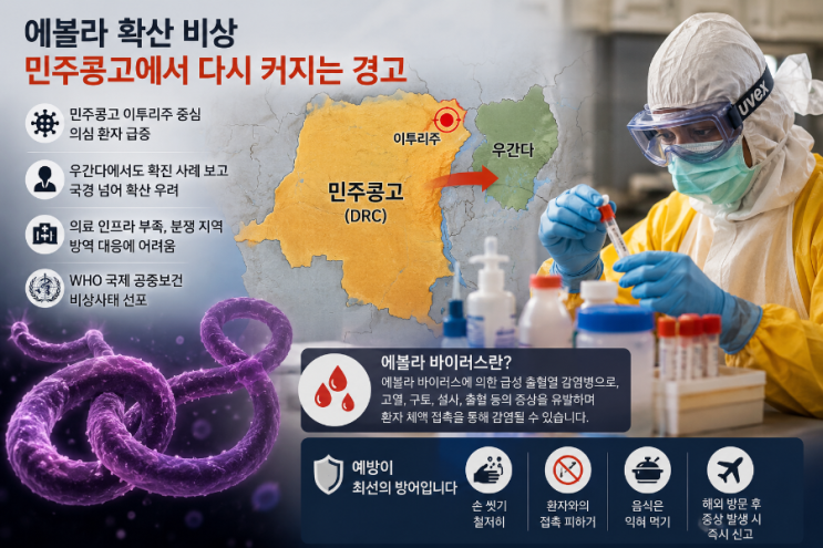 <b>에볼라 확산</b> 비상, <b>민주콩고</b>에서 다시 커지는 감염병 경고 신호