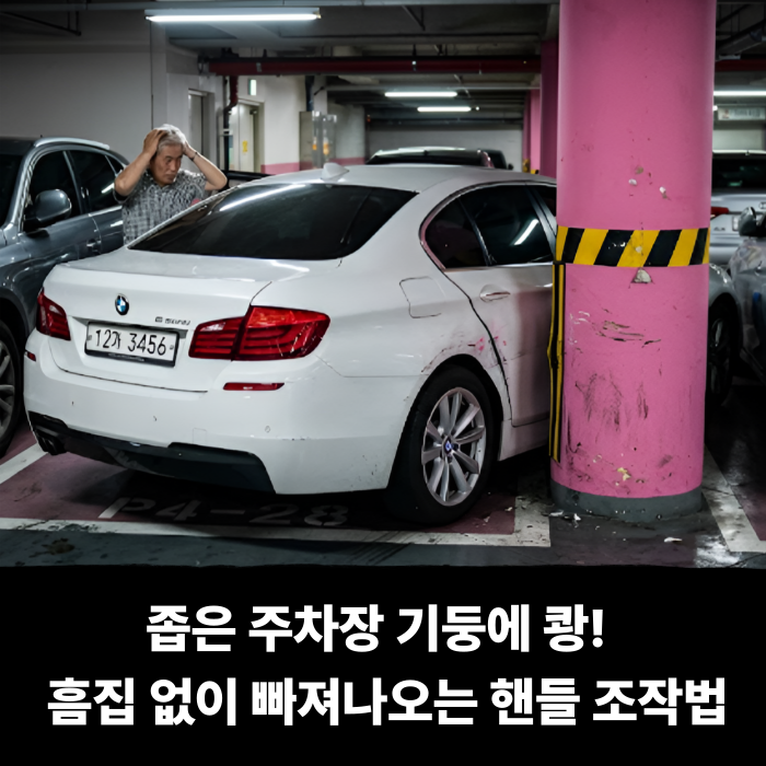  좁은 주차장 기둥에 쾅! 당황하지 않고 흠집 없이 빠져나오는 핸들 조작법