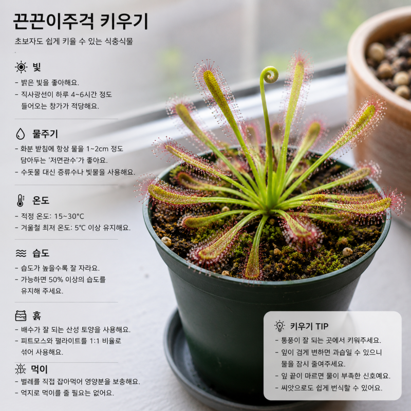 식충식물 끈끈이주걱 키우기, 생각보다 벌레를 잘 잡아요