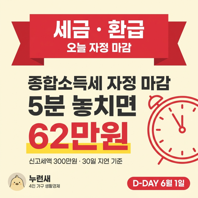 종합소득세 오늘 6월 1일 자정 마감, 놓치면 가산세 20%