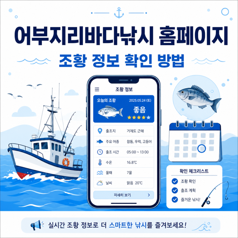 어부지리바다낚시 홈페이지, 조항 정보는 어디서 확인할까?