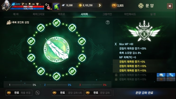  리니지M 무과금 필수 코스! 7대 문양 능력치 총정리 및 강화 순서