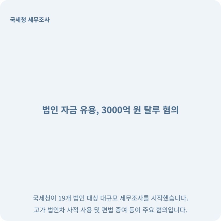  국세청 법인차량 세무조사, 적발되는 3대 탈루 유형 진짜 정보