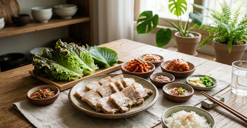 집에서 만드는 부드러운 수육 보쌈 레시피 — 잡내 없이 촉촉하게 삶는 법부터 보쌈김치·쌈....