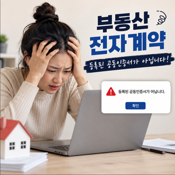  부동산거래 전자계약 시 [등록된 공동인증서가 아닙니다.] 메시지 뜰 때 해결방법