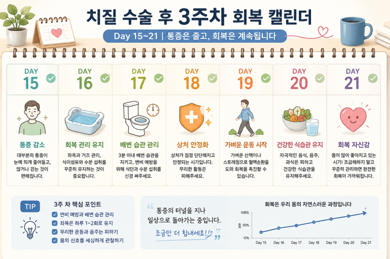 [치질 수술 3주차] 3주 차 회복기｜통증은 줄었지만 아직 끝난 게 아닙니다