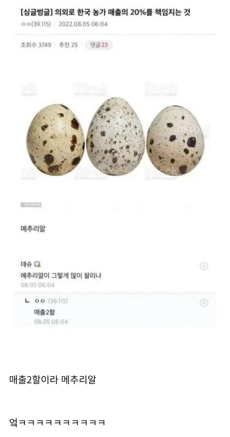  의외로 한국 농가 매출 20%를 책임지는것