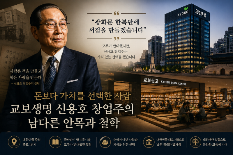 [인물 탐구] 돈 안 되는 서점 지하에 깔고 대박 터뜨린 이 남자, 교보생명 신용호 창업주의 안....