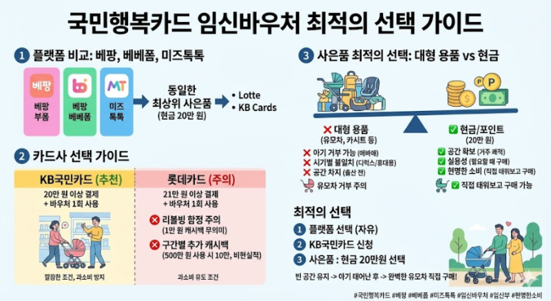 국민행복카드 혜택 비교 베팡, 베베폼, 미즈톡톡 임신바우처 사은품 최적의 선택 가이드