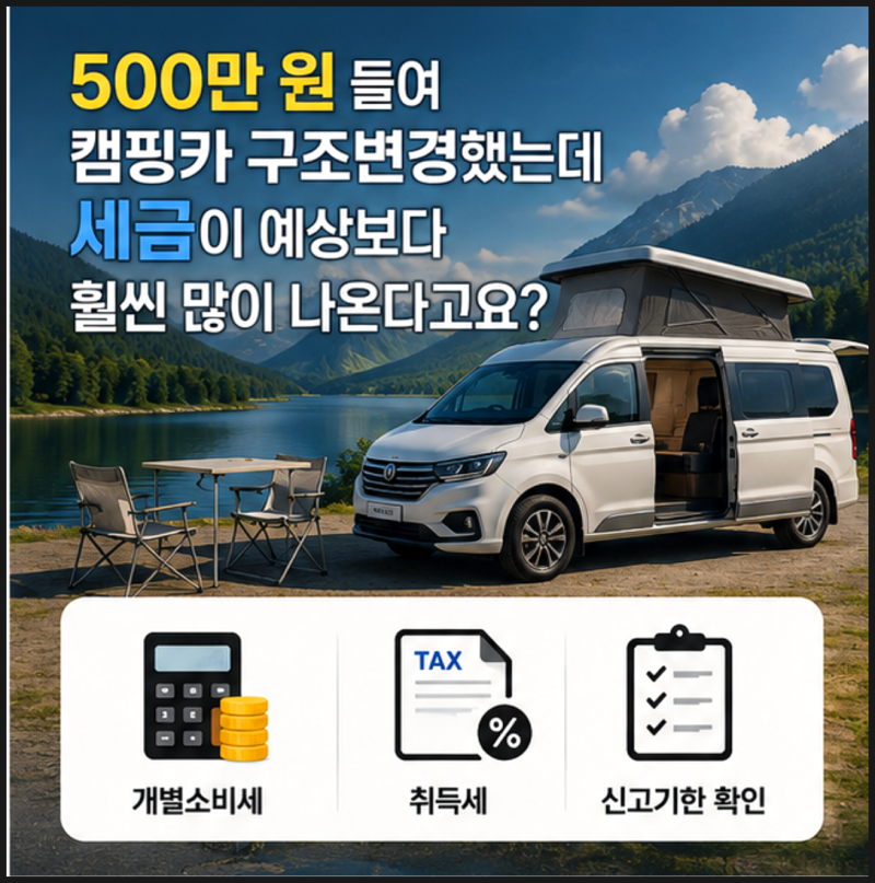 캠핑카 구조변경 세금 총정리, 개별소비세와 취득세 얼마나 나올까?