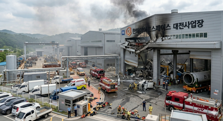 한화에어로스페이스 <b>대전사업장</b> 대형화재 <b>사고</b>발생.
