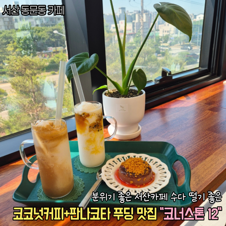 서산 카페 디저트맛집 동문동 코너스톤12 코코넛커피 판나코타 푸딩 후기