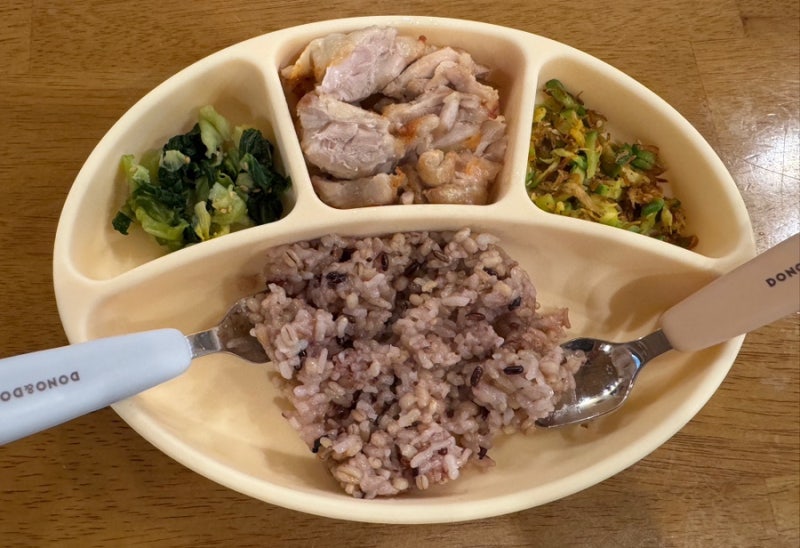 (무염 유아식) 22개월 아기 무염 유아식 식단 l 닭다리살 구이 청경채무침 밥새우애호박볶음