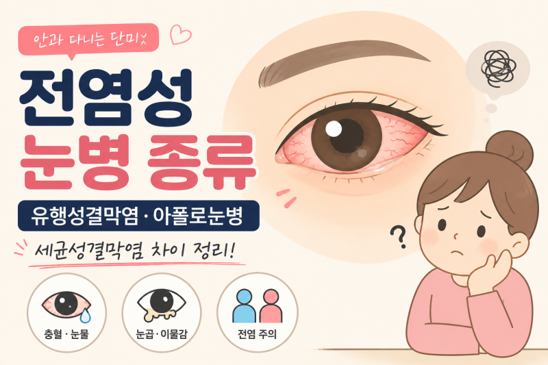전염성 눈병 종류 | 유행성결막염·아폴로눈병·세균성결막염 차이