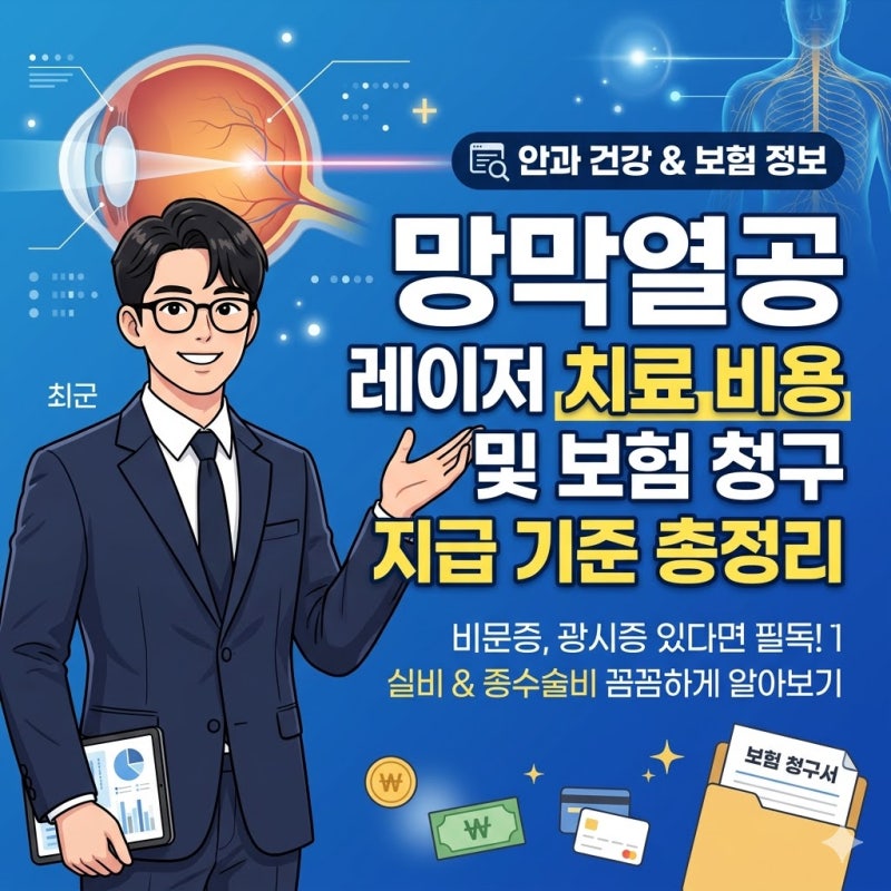 망막열공 레이저 치료 비용 실비 보험 청구 수술비 지급 기준 정리