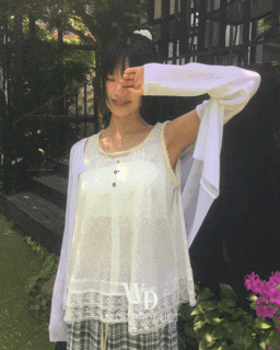  토유 핀턱 프릴 버튼 레이스 나시 - 여름 레이어드 포인트