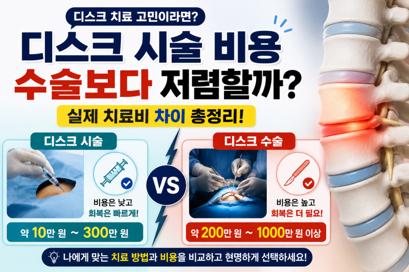 디스크 시술 비용 수술보다 저렴할까? 실제 치료비 차이 총정리