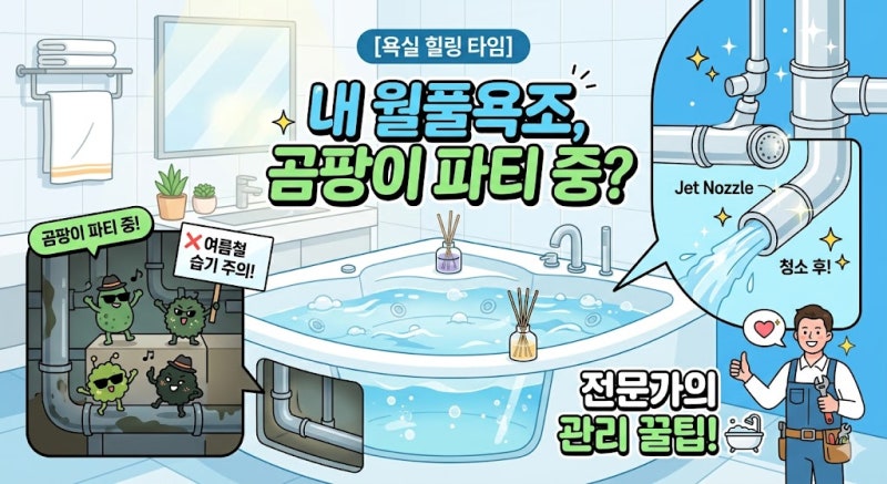 월풀욕조 배관 곰팡이 청소법 | 여름철 욕실 냄새 제거 관리 팁 3가지