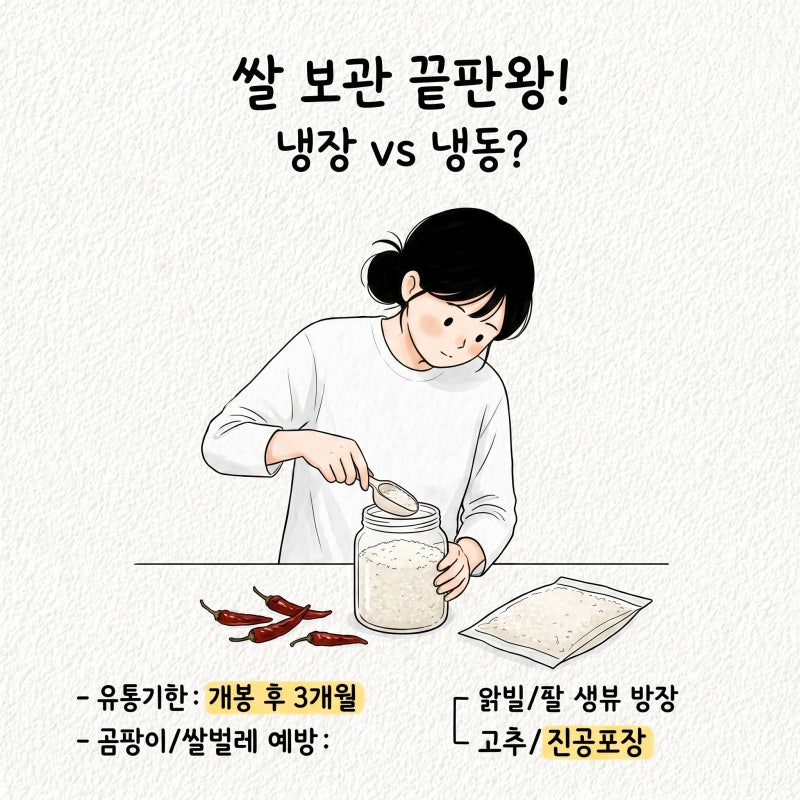 쌀 보관법 냉장보관 냉동보관방법 유통기한 곰팡이 쌀벌레없는법