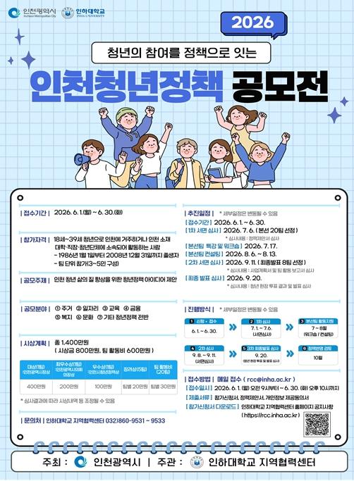 청년 아이디어가 정책 된다…인천시 공모전 참가자 모집