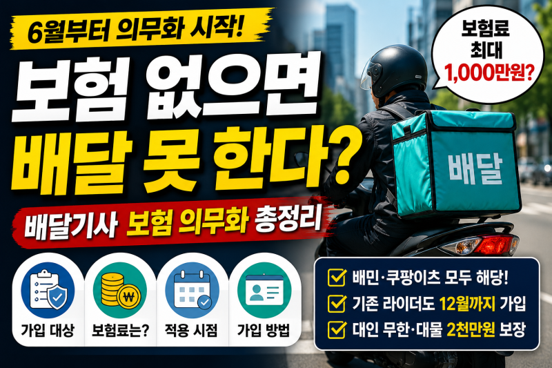 배달기사 보험 의무화 시작｜가입 안 하면 배달 못 하나? 보험료·나이·가입방법 총정리