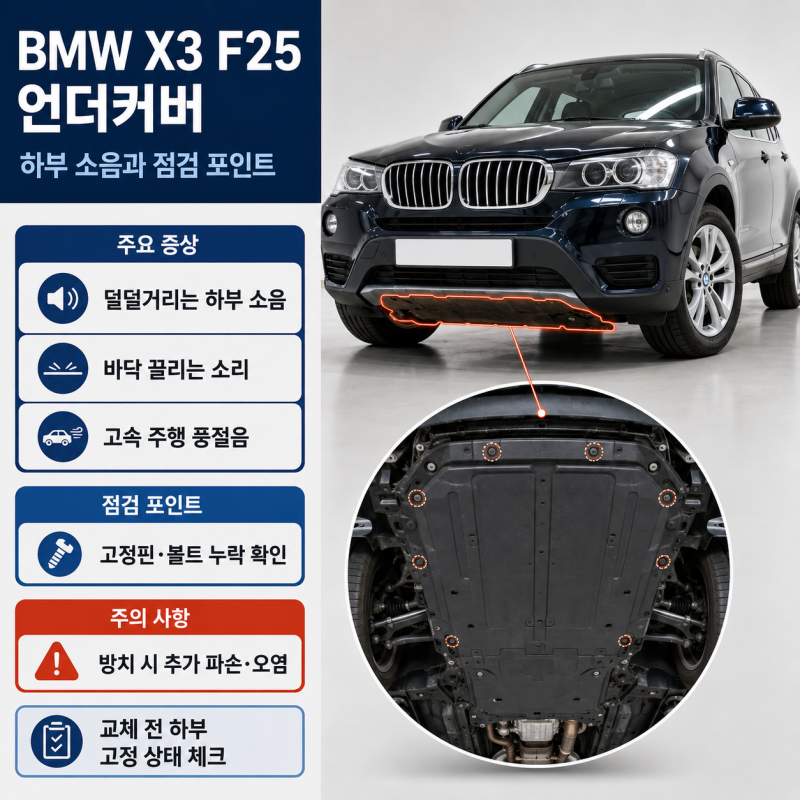 BMW X3 F25 20d xDrive 언더커버 파손 증상과 교체 전 점검 포인트