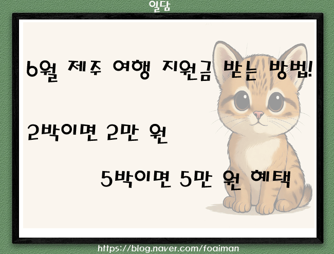  6월 제주 여행 지원금 받는 방법! 2박이면 2만 원, 5박이면 5만 원 혜택