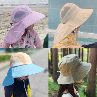  키즈 유아 아기 플랩캡 물놀이모자 - 자외선 차단 와이드 챙