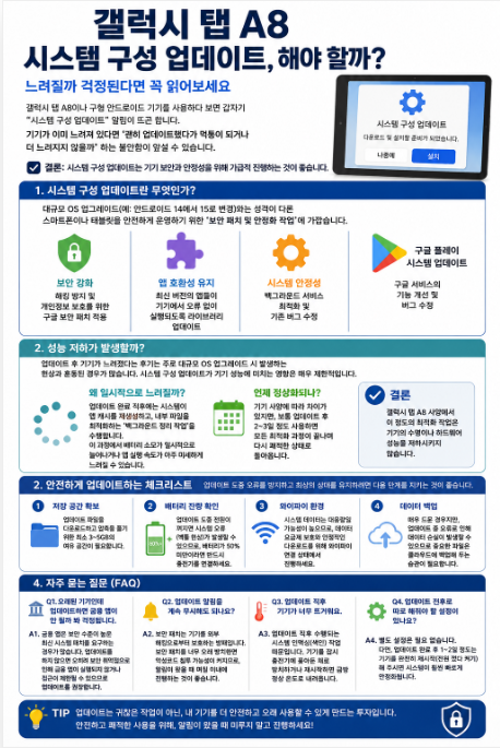 갤럭시 탭 A8 시스템 구성 업데이트, 해야 할까? 느려질까 걱정된다면 꼭 읽어보세요