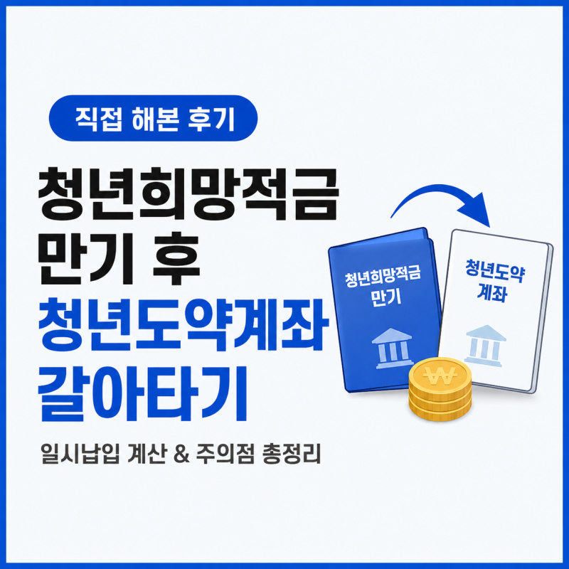 청년희망적금 만기 후 청년도약계좌 갈아타기 직접 해본 후기 (일시납입 계산 포함)