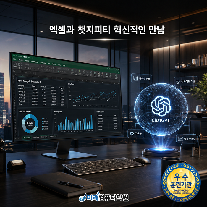  부산 북구 엑셀 학원 국비지원으로 챗GPT 결합한 스마트 업무자동화 마스터하고 일 잘하는 직장인으로 거듭나기!