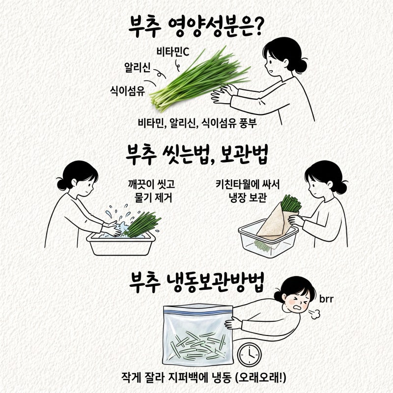 부추 보관법 씻는법 냉동보관방법 영양성분은?