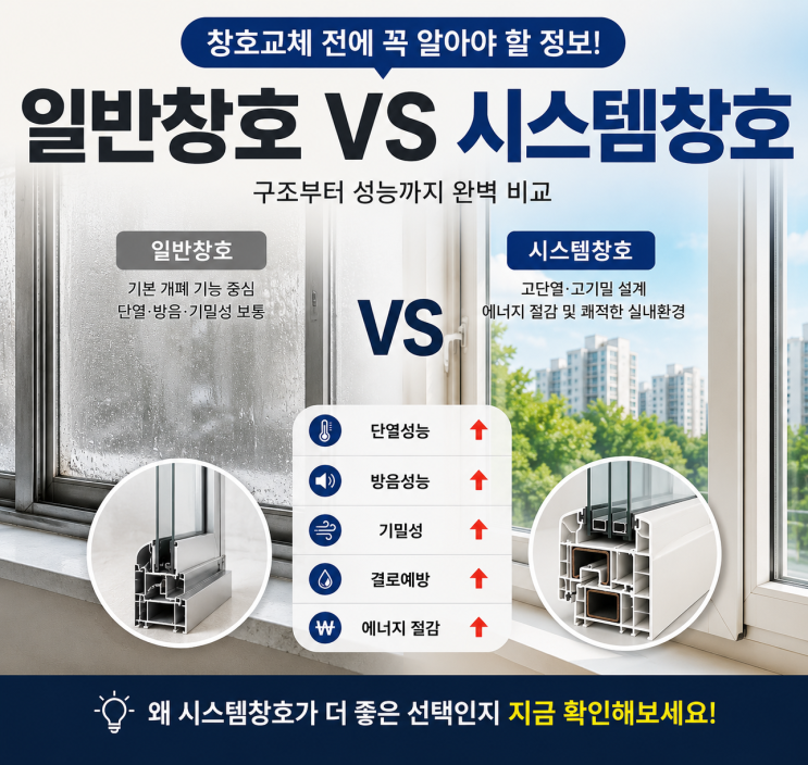  일반창호와 시스템창호 차이점은 무엇일까요? 창호교체 전에 꼭 알아야 할 정보