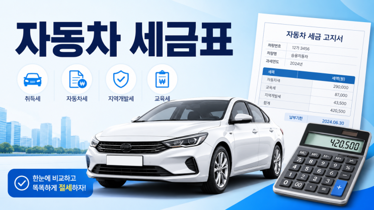  자동차 세금표, 내 차는 얼마일까