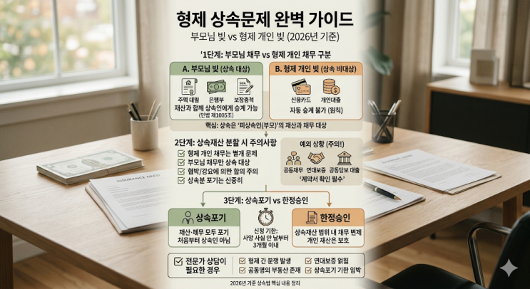 형제 상속문제, 형제 빚까지 상속받아야 할까? 부모님 채무와 개인 채무 차이 완벽 정리