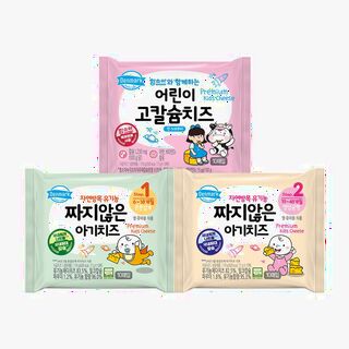  덴마크 유기농 짜지않은 아기치즈 80매 - 성장기 영양간식