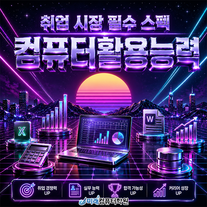  부산 덕천 컴활 학원 국비지원 무료 수강으로 컴퓨터활용능력 2급 필기부터 실기까지 한 달 만에 단기 합격하고 취업 스펙 완성하자!