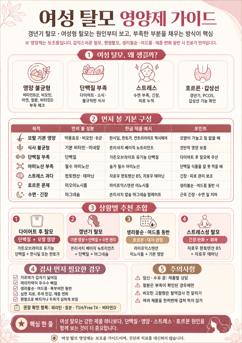 여성탈모 원인, 영양제보다 먼저 확인해야 할 4가지