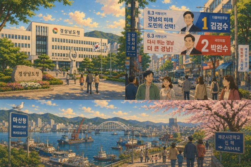 여론조사 꽃으로 보는 경남도지사 선거, 김경수 vs 박완수 초접전 승부나