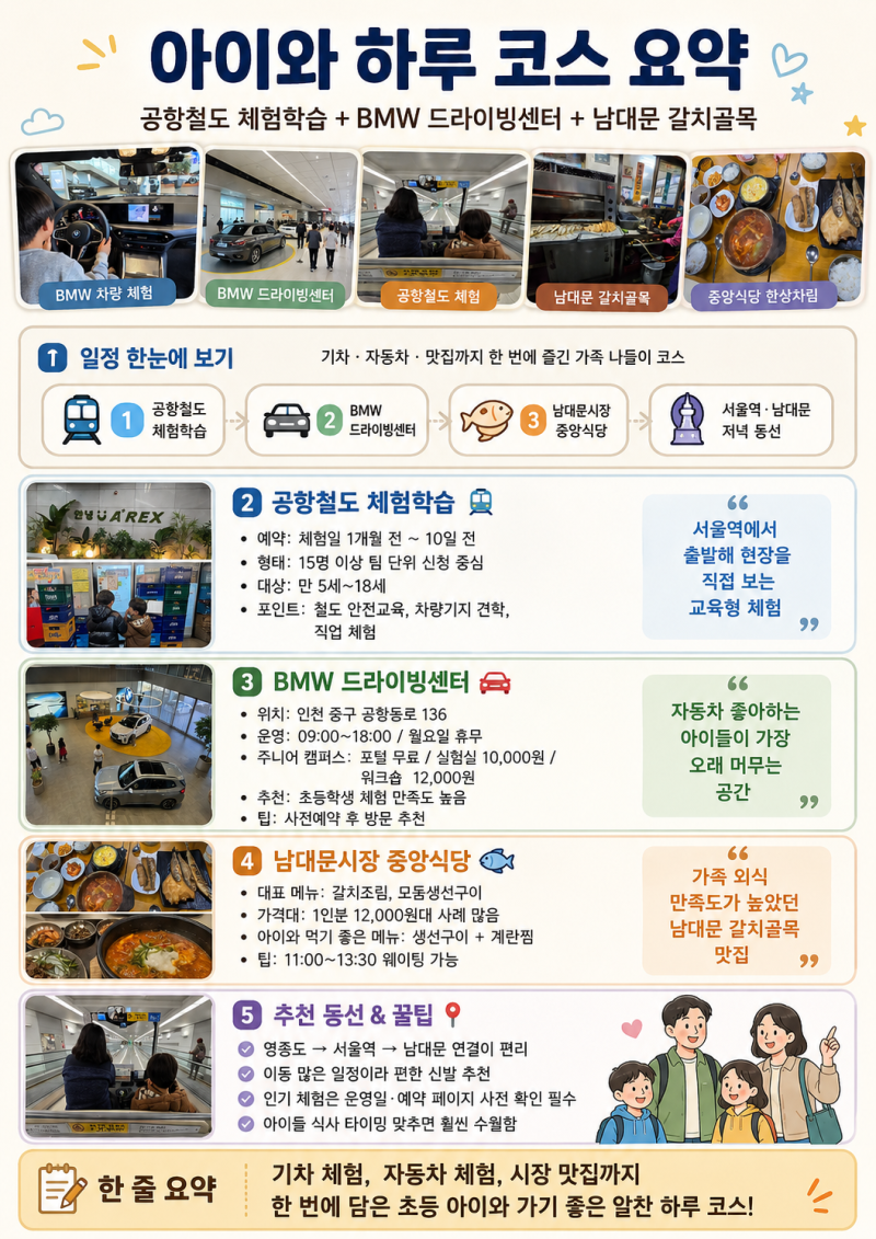 영종도 아이와 가볼만한곳｜공항철도 체험학습 + BMW 드라이빙센터 + 남대문 갈치골목 코스