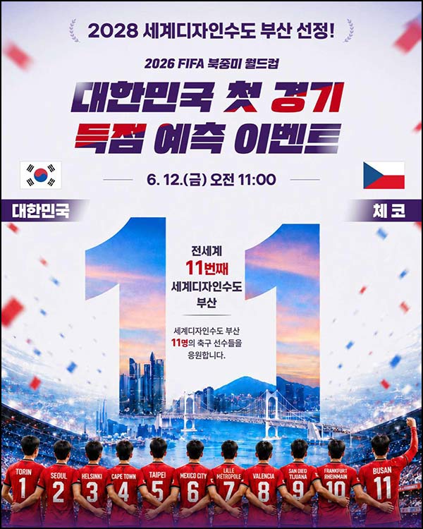 세계디자인수도 부산 월드컵 득점예측(월드콘 400명)추첨~06.12